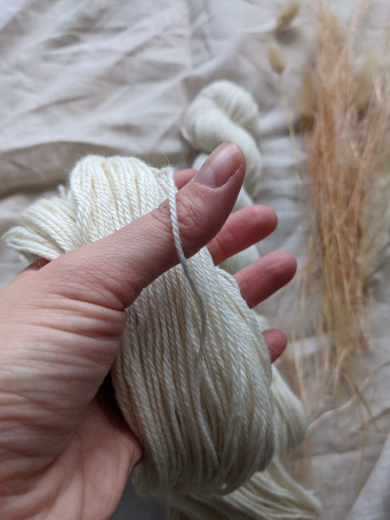 Undyed Cashmere, Silk, Baby Alpaca | Fingering + DK + Aran